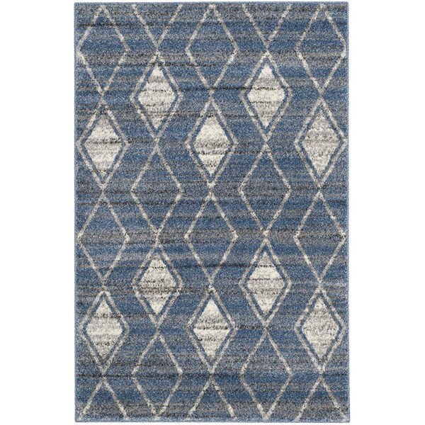 Flowers First 3 x 5 ft. Tunisia Power Loomed Area Rug, Light Blue & Cream - Small Rectangle FL1890616 - main